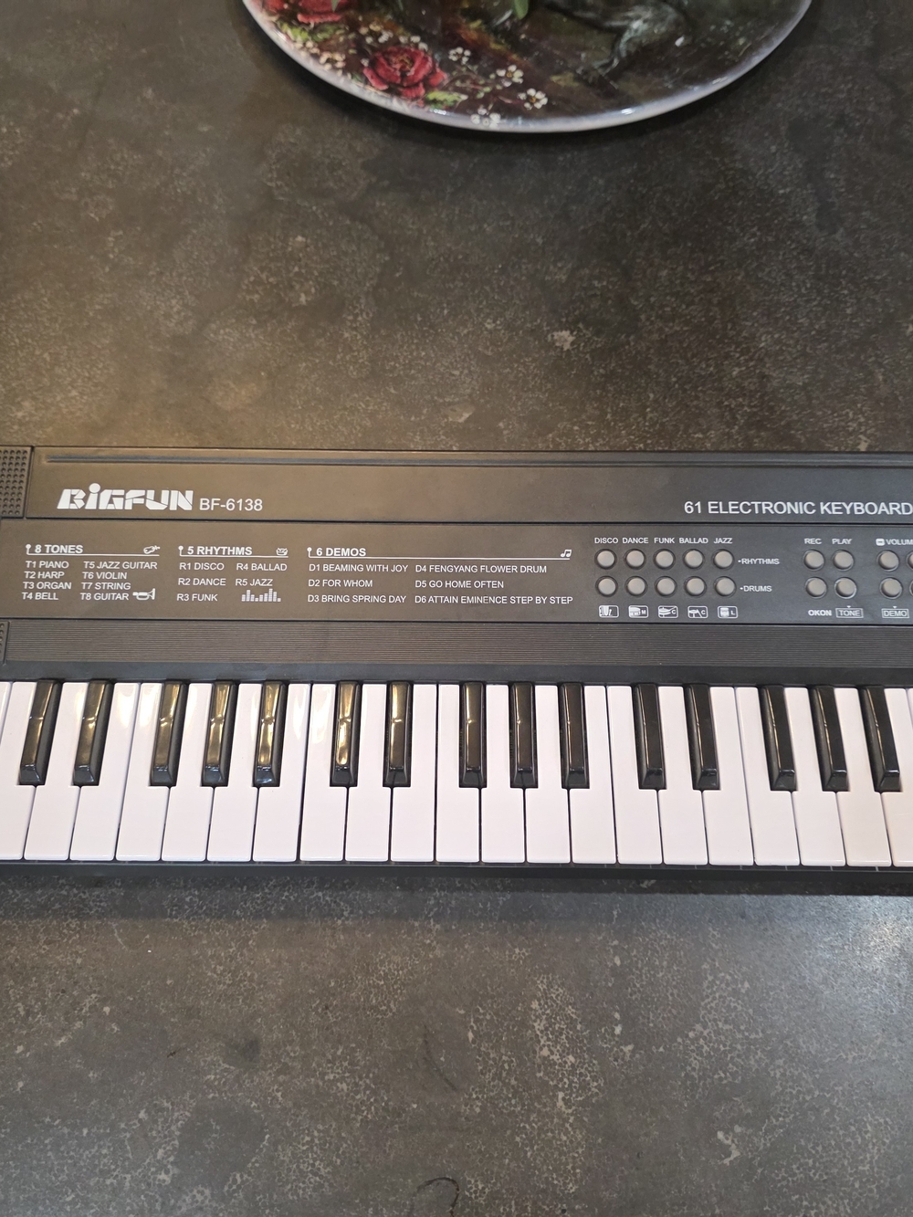 BF-6138 61-Key Electronic Keyboard - Black